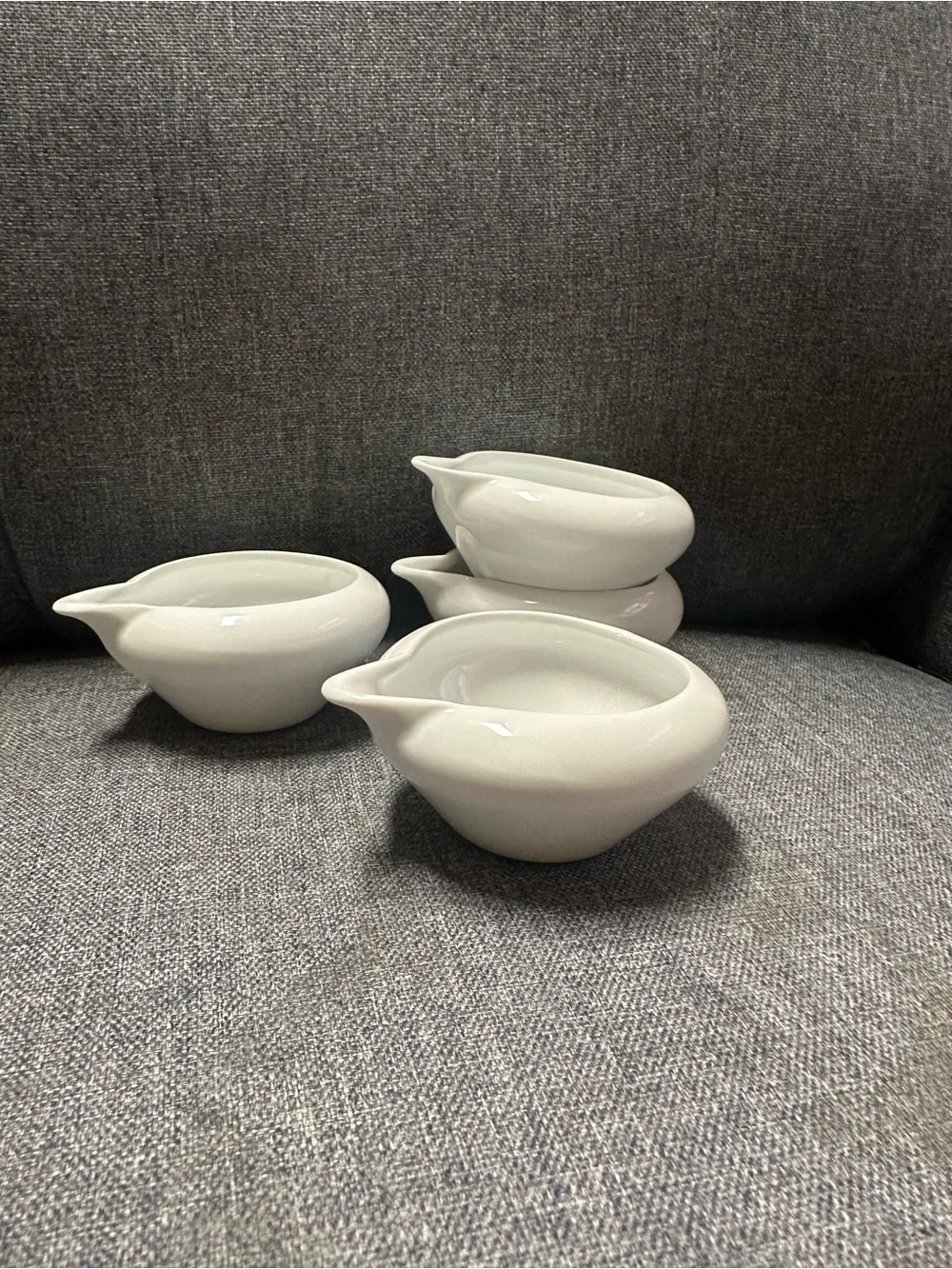 Crate & Barrel White Porcelain Sauce Pourers - Set of 4
